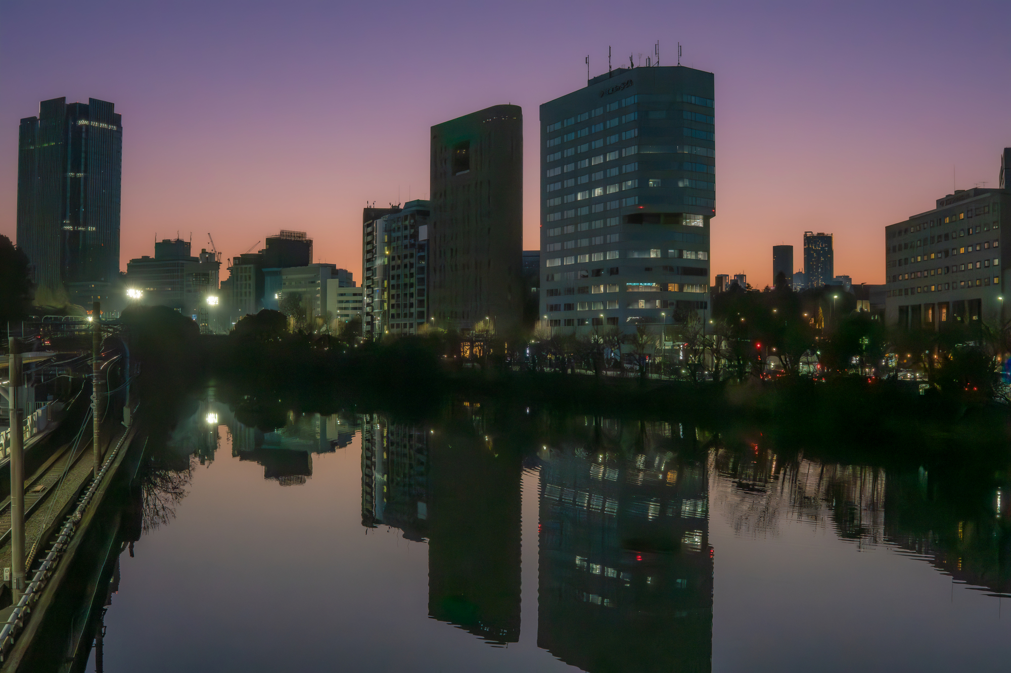 公園の緑と都心